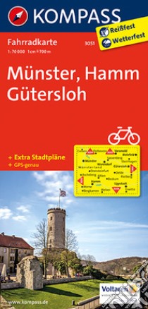 Carta cicloturistica n. 3051. Munster, Hamm, Guthersloh 1:70.000. Adatto a GPS. Digital map. DVD-ROM libro