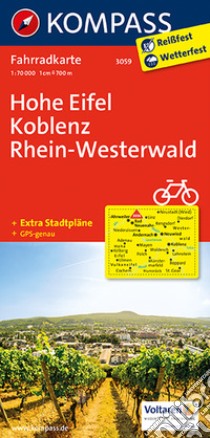 Carta cicloturistica n.3059. Hohe Eifel, Koblenz, Rhein-Westerwald 1:70.000. Adatto a GPS. Digital map. DVD-ROM libro