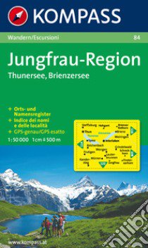 Carta escursionistica n. 84. Svizzera, Alpi occidentali. Jungfrau, Region, Thuner See, Brienzer See 1:50.000. Adatto a GPS. Digital map. DVD-ROM libro