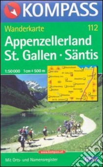 Carta escursionistica n. 112. Svizzera, Alpi occidentale. Appenzellerland, St. Gallen, Säntis 1:50.000. Adatto a GPS. Digital map. DVD-ROM libro