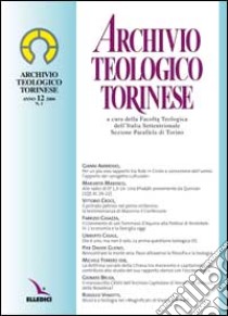 Archivio teologico torinese (2006). Vol. 12 libro