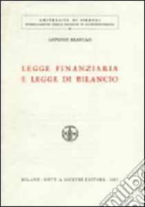 Legge finanziaria e legge di bilancio libro di Brancasi Antonio