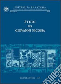 Studi per Giovanni Nicosia libro