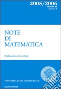 Note di matematica. Vol. 25/1 libro di Marinosci R. (cur.)