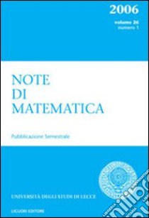 Note di matematica. Vol. 26/1 libro di Università di Lecce (cur.)