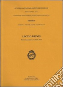 Lectio brevis (anno accademico 2010-2011) libro