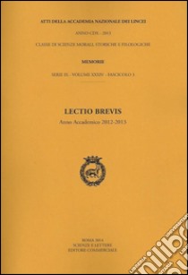 Lectio brevis (anno accademico 2012-2013) libro