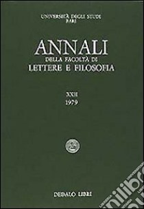 Annali della facoltà lettere e filosofia Università di Bari. Vol. 12 libro