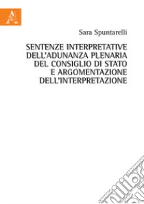 Sentenze interpretative dell'Adunanza Plenaria del Consiglio di Stato e argomentazione dell'interpretazione libro di Spuntarelli Sara