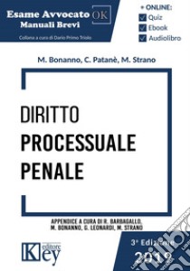 Diritto processuale penale libro di Bonanno Manuela; Patanè Chiara; Strano Marianna