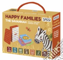 The savannah. Happy families. Valigetta con carte e stickers. Ediz. a colori. Con 44 Carte. Con 40 Adesivi libro di Bonaguro Valentina