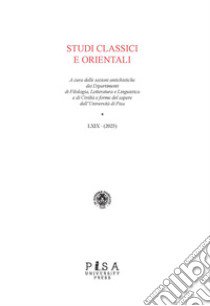 Studi classici e orientali (2023). Vol. 69 libro
