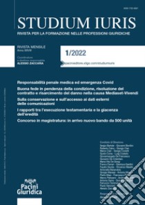 Studium iuris. Rivista per la formazione nelle professioni giuridiche (2022). Vol. 1 libro