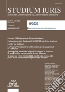 Studium iuris. Rivista per la formazione nelle professioni giuridiche (2022). Vol. 9 libro