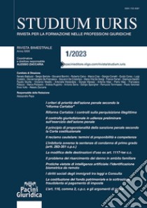 Studium iuris. Rivista per la formazione nelle professioni giuridiche (2023). Vol. 1 libro