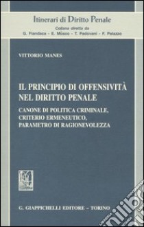 Il principio di offensività nel diritto penale. Canone di politica criminale, criterio ermeneutico, parametro di ragionevolezza libro di Manes Vittorio