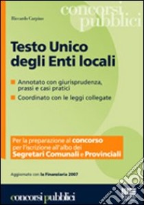 Testo Unico degli enti locali libro di Carpino Riccardo