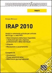 Irap 2010 libro di Minnucci Giorgio