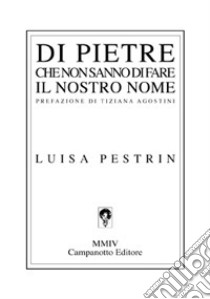 Di pietre che non sanno di fare il nostro nome libro di Pestrin Luisa