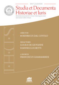 Studia et documenta historiae et iuris (2017). Vol. 83 libro