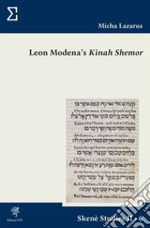 Leon Modenas's «Kinah Shemor» libro di Lazarus Micha