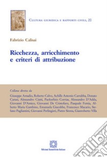 Ricchezza, arricchimento e criteri di attribuzione libro di Calisai Fabrizio