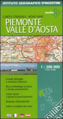 Piemonte e Valle d'Aosta 1:200 000. Ediz. multilingue libro