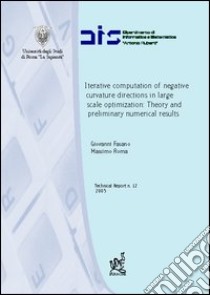 Iterative computation of negative curvative directions in large scale optimization: theory and preliminary numerical results libro di Fasano Giovanni; Roma Massimo