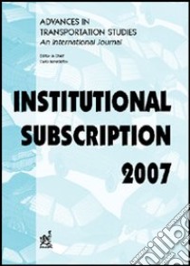 Advances in transportation studies. An international journal. Institutional subscription 2007 libro