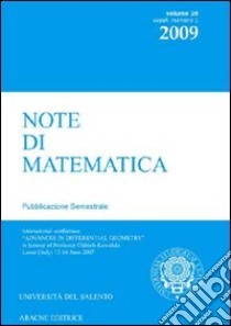 Note di matematica libro di Marinosci R. A. (cur.)