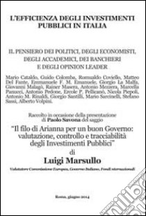 L'efficienza degli investimenti pubblici in Italia. Il pensiero dei politici, degli economisti, degli accademici, dei banchieri e degli opinionisti libro di Marsullo Luigi