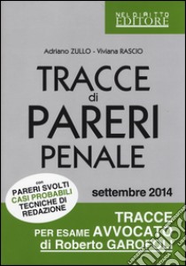 Tracce di pareri penale con pareri svolti, casi probabili, tecniche di redazione libro di Zullo Adriano - Rascio Viviana