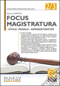 Focus magistratura. Concorso magistratura 2016: Civile; penale; amministrativo. Con aggiornamento online. Vol. 2 libro di Garofoli Roberto