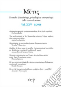 Metis. Ricerche di sociologia, psicologia e antropologia della comunicazione (2018). Vol. 25 libro