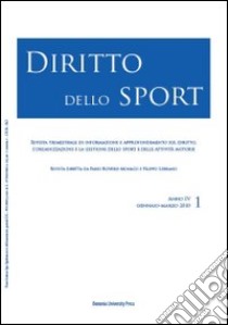 Diritto dello sport (2010). Vol. 1 libro