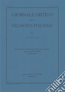 Giornale critico della filosofia italiana (1920-2020) libro