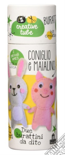 Coniglio e maialino. Burattini da dito. Creative tube libro