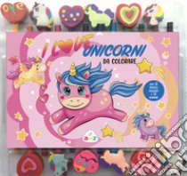 I love unicorni da colorare. Ediz. illustrata. Con 12 pastelli colorati e gommine libro