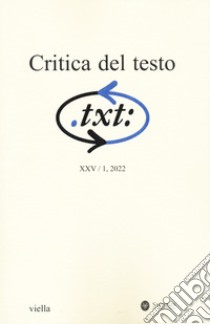 Critica del testo (2022). Vol. 1 libro