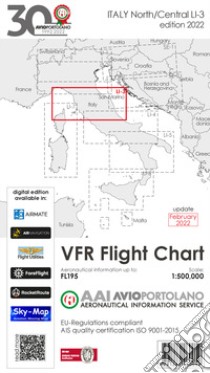 Avioportolano. VFR flight chart LI 3 Italy north-central. ICAO annex 4-EU-Regulations compliant. Nuova ediz. libro di Medici Guido