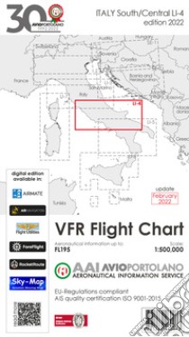 Avioportolano. VFR flight chart LI 4 Italy south-central. Nuova ediz. libro di Medici Guido